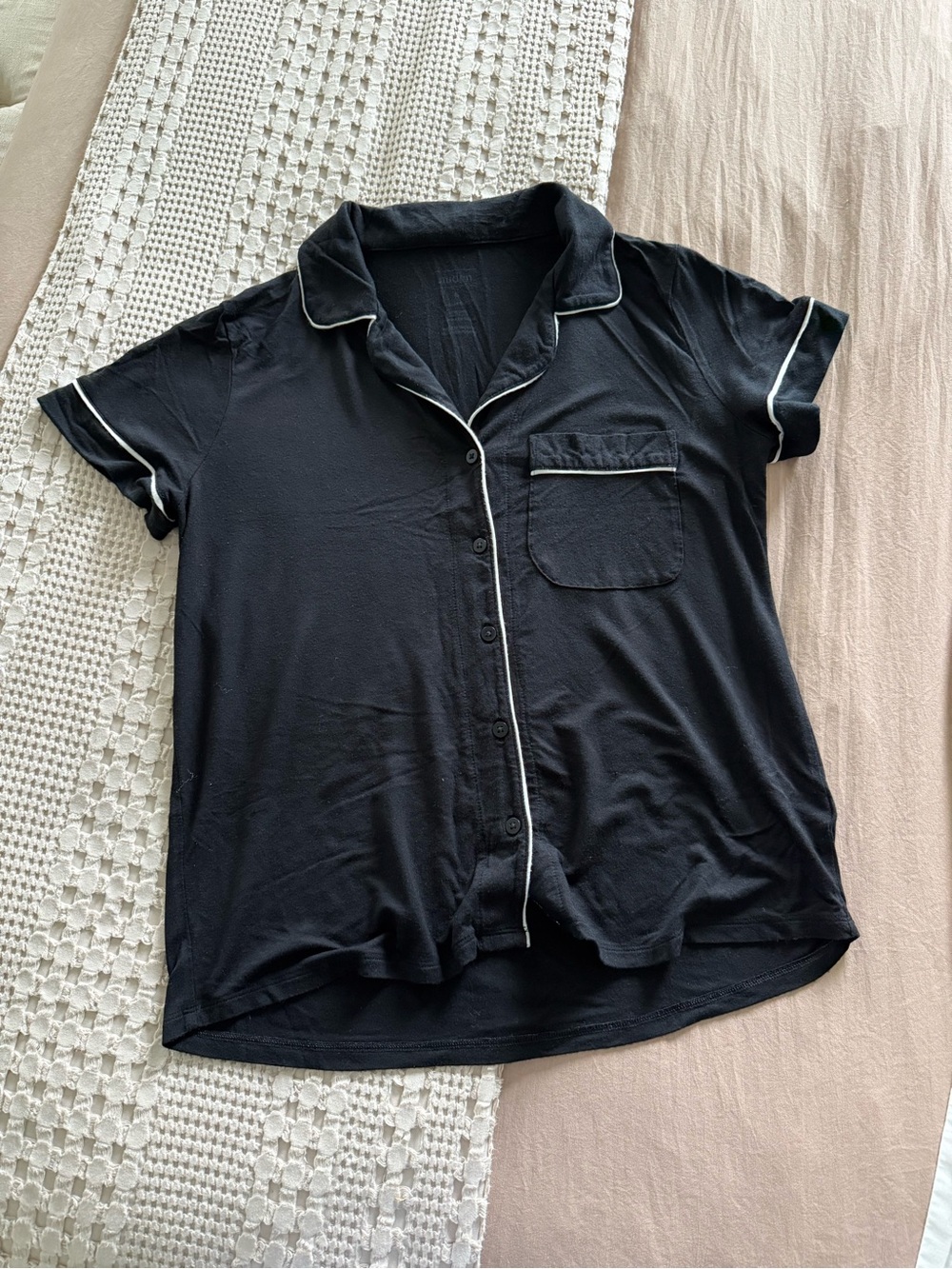 Auden Black Short Sleeve Button Pajama Top Size S‎